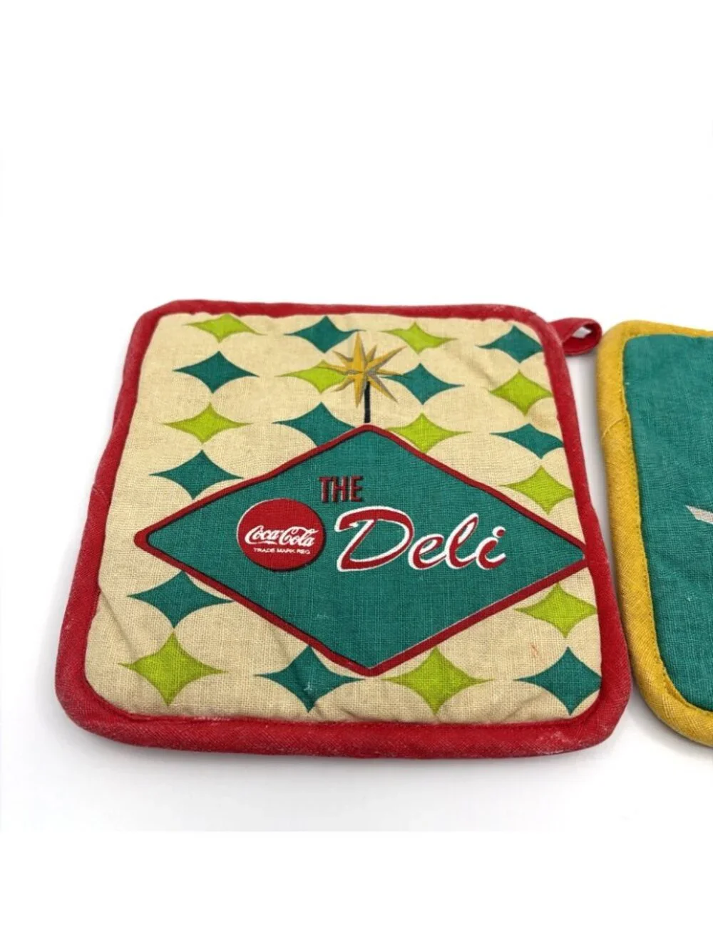 Vintage Coca-Cola Potholders Set of 2 Soda Pop's Hot Grill The Deli 100% Cotton